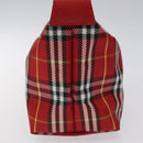 BURBERRY Nova Check Hand Bag Nylon Red Auth 118031-4