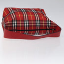 BURBERRY Nova Check Hand Bag Nylon Red Auth 118031-7