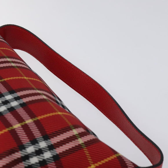 BURBERRY Nova Check Hand Bag Nylon Red Auth 118031
