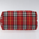 BURBERRY Nova Check Hand Bag Nylon Red Auth 118031-5