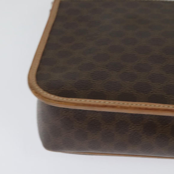 CELINE Macadam Canvas Circle Shoulder Bag PVC Leather Brown Gold Auth 118034
