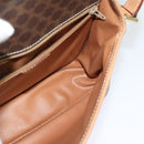 CELINE Macadam Canvas Circle Shoulder Bag PVC Leather Brown Gold Auth 118034-19