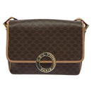 CELINE Macadam Canvas Circle Shoulder Bag PVC Leather Brown Gold Auth 118034-13