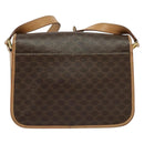 CELINE Macadam Canvas Circle Shoulder Bag PVC Leather Brown Gold Auth 118034-2
