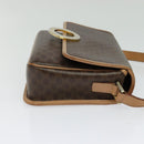 CELINE Macadam Canvas Circle Shoulder Bag PVC Leather Brown Gold Auth 118034-4