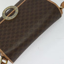 CELINE Macadam Canvas Circle Shoulder Bag PVC Leather Brown Gold Auth 118034-6
