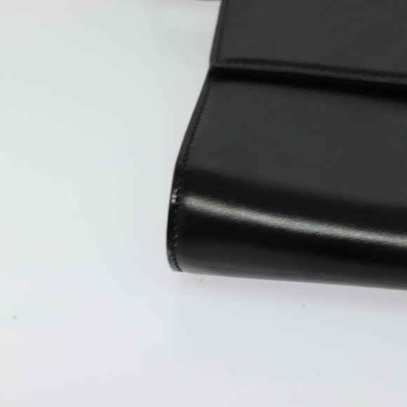 CELINE Circle Shoulder Bag Leather Black Gold Auth 118035