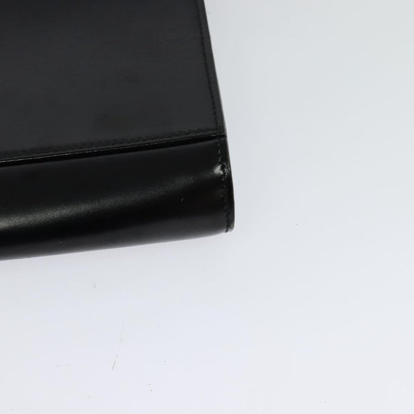 CELINE Circle Shoulder Bag Leather Black Gold Auth 118035