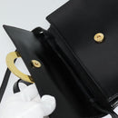 CELINE Circle Shoulder Bag Leather Black Gold Auth 118035-10