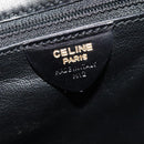 CELINE Circle Shoulder Bag Leather Black Gold Auth 118035-12