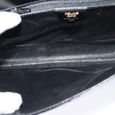 CELINE Circle Shoulder Bag Leather Black Gold Auth 118035-11