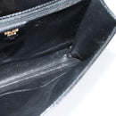 CELINE Circle Shoulder Bag Leather Black Gold Auth 118035-17