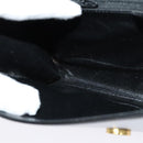 CELINE Circle Shoulder Bag Leather Black Gold Auth 118035-18