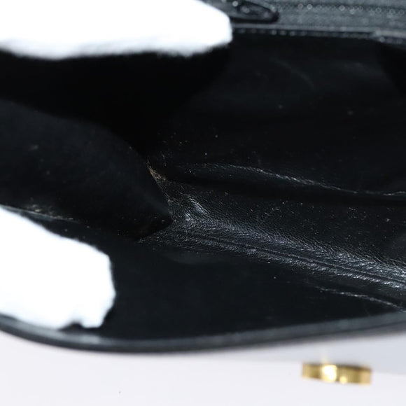 CELINE Circle Shoulder Bag Leather Black Gold Auth 118035