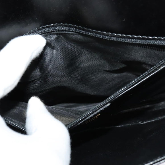 CELINE Circle Shoulder Bag Leather Black Gold Auth 118035