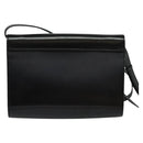 CELINE Circle Shoulder Bag Leather Black Gold Auth 118035-2