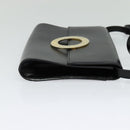 CELINE Circle Shoulder Bag Leather Black Gold Auth 118035-4