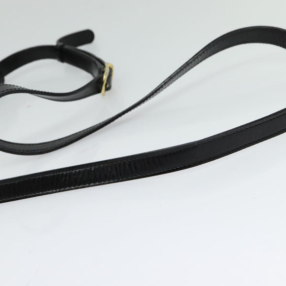 CELINE Circle Shoulder Bag Leather Black Gold Auth 118035