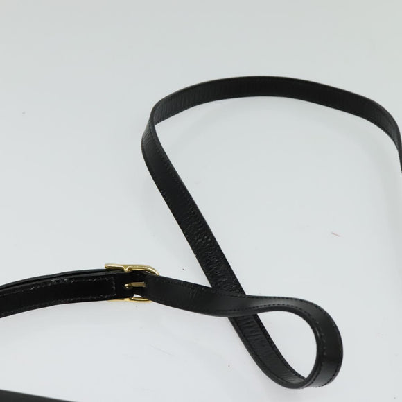 CELINE Circle Shoulder Bag Leather Black Gold Auth 118035