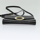 CELINE Circle Shoulder Bag Leather Black Gold Auth 118035-5