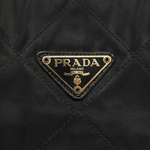 PRADA Chain Shoulder Bag Nylon Black Gold Auth 118044