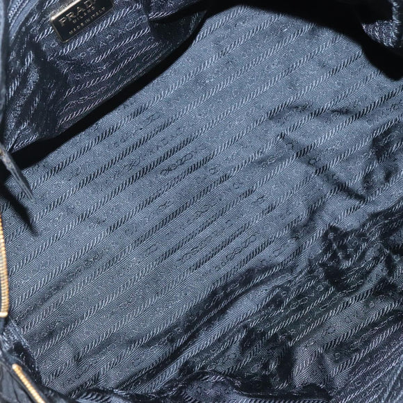 PRADA Chain Shoulder Bag Nylon Black Gold Auth 118044