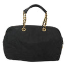 PRADA Chain Shoulder Bag Nylon Black Gold Auth 118044-2