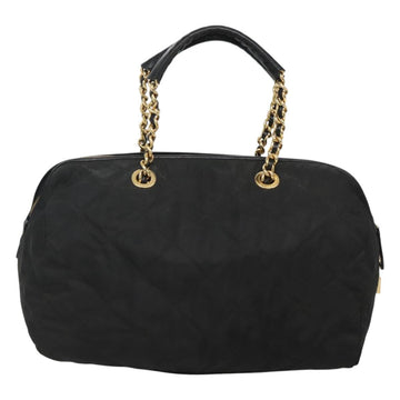 PRADA Chain Shoulder Bag Nylon Black Gold Auth 118044 - 0