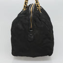PRADA Chain Shoulder Bag Nylon Black Gold Auth 118044-4