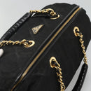 PRADA Chain Shoulder Bag Nylon Black Gold Auth 118044-6
