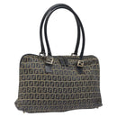 FENDI Zucchino Canvas Hand Bag Navy Silver Auth 118049-1