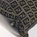 FENDI Zucchino Canvas Hand Bag Navy Silver Auth 118049-9