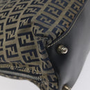 FENDI Zucchino Canvas Hand Bag Navy Silver Auth 118049-14