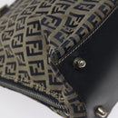 FENDI Zucchino Canvas Hand Bag Navy Silver Auth 118049-16