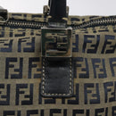 FENDI Zucchino Canvas Hand Bag Navy Silver Auth 118049-10