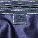 FENDI Zucchino Canvas Hand Bag Navy Silver Auth 118049-18