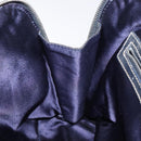 FENDI Zucchino Canvas Hand Bag Navy Silver Auth 118049-20