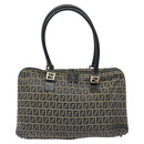 FENDI Zucchino Canvas Hand Bag Navy Silver Auth 118049-13