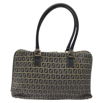 FENDI Zucchino Canvas Hand Bag Navy Silver Auth 118049 - 0