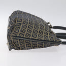 FENDI Zucchino Canvas Hand Bag Navy Silver Auth 118049-3
