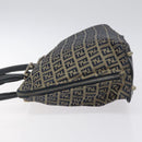 FENDI Zucchino Canvas Hand Bag Navy Silver Auth 118049-4
