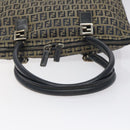 FENDI Zucchino Canvas Hand Bag Navy Silver Auth 118049-7