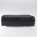 FENDI Zucchino Canvas Hand Bag Navy Silver Auth 118049-5