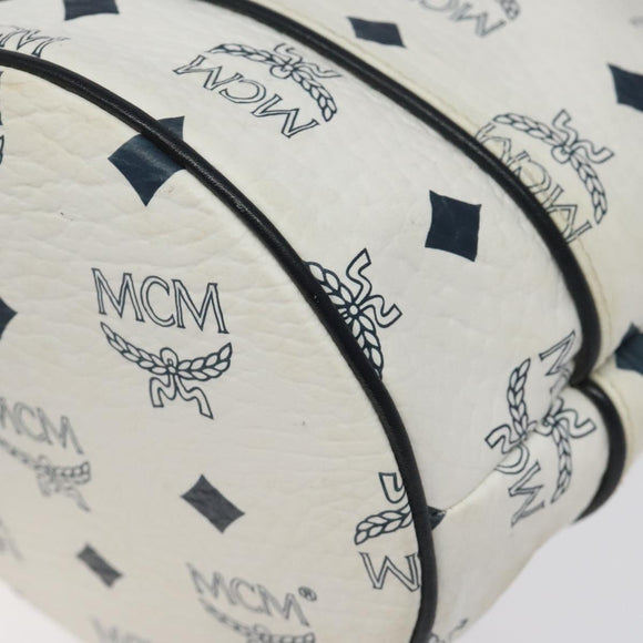 MCM Logogram Vicetos Shoulder Bag PVC Leather White Gold Auth 118053