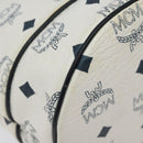 MCM Logogram Vicetos Shoulder Bag PVC Leather White Gold Auth 118053-14