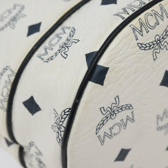 MCM Logogram Vicetos Shoulder Bag PVC Leather White Gold Auth 118053