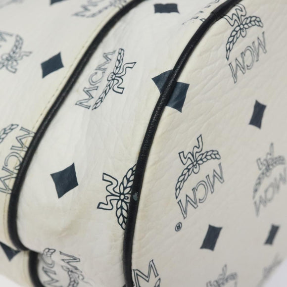 MCM Logogram Vicetos Shoulder Bag PVC Leather White Gold Auth 118053