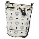 MCM Logogram Vicetos Shoulder Bag PVC Leather White Gold Auth 118053-1