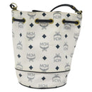 MCM Logogram Vicetos Shoulder Bag PVC Leather White Gold Auth 118053-2