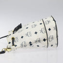 MCM Logogram Vicetos Shoulder Bag PVC Leather White Gold Auth 118053-4